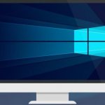 Monitor screen showing the Windows 10 logo