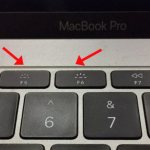 Кнопки для регулировки яркости монитора MacBook