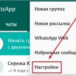 WhatsApp program menu