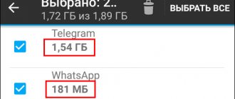 memory occupied by Telegram and WhatsApp