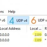 The RDP (termservice) service in Windows listens on tcp and udp port 3389